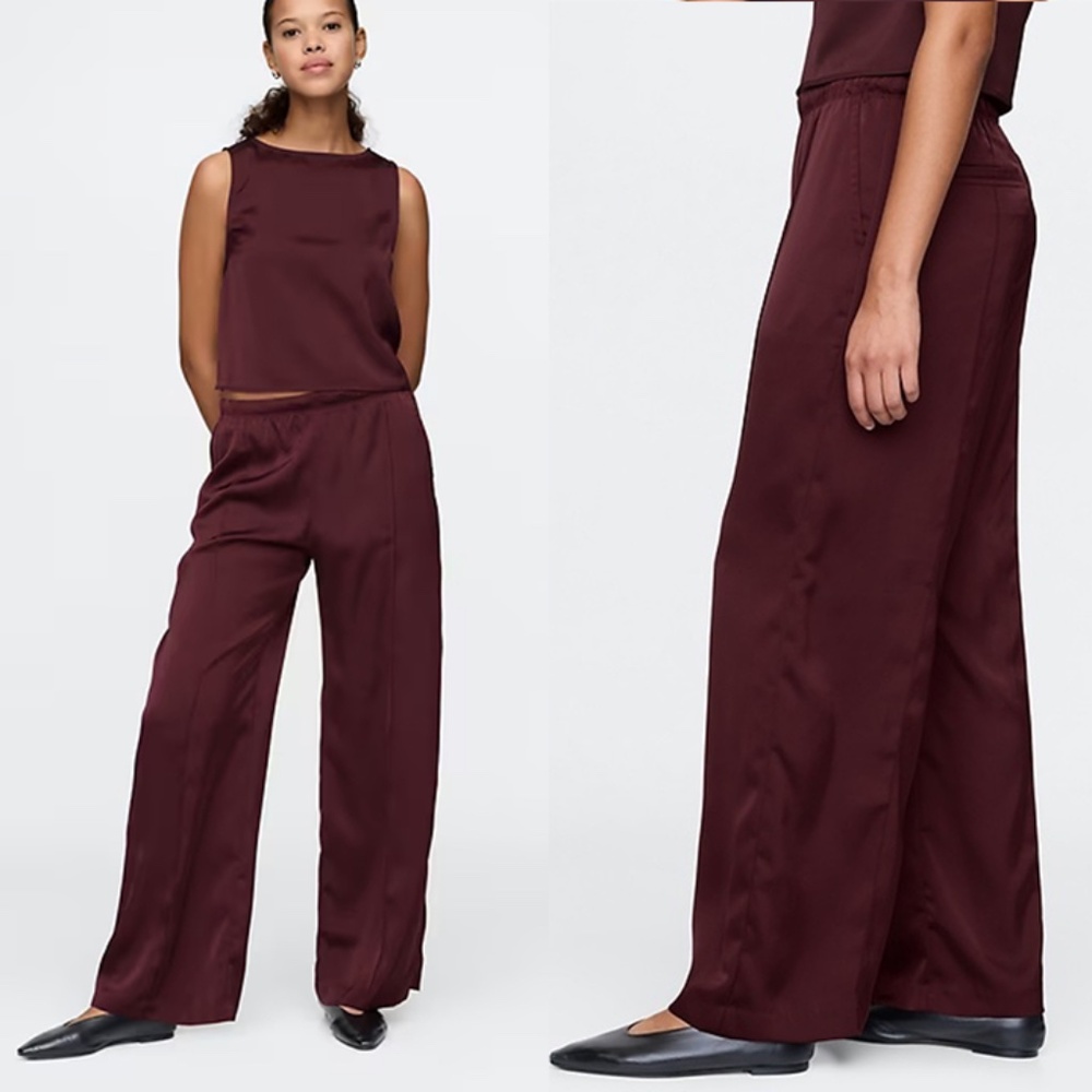 GAP Women's Wide Leg Pants - Burgundy
